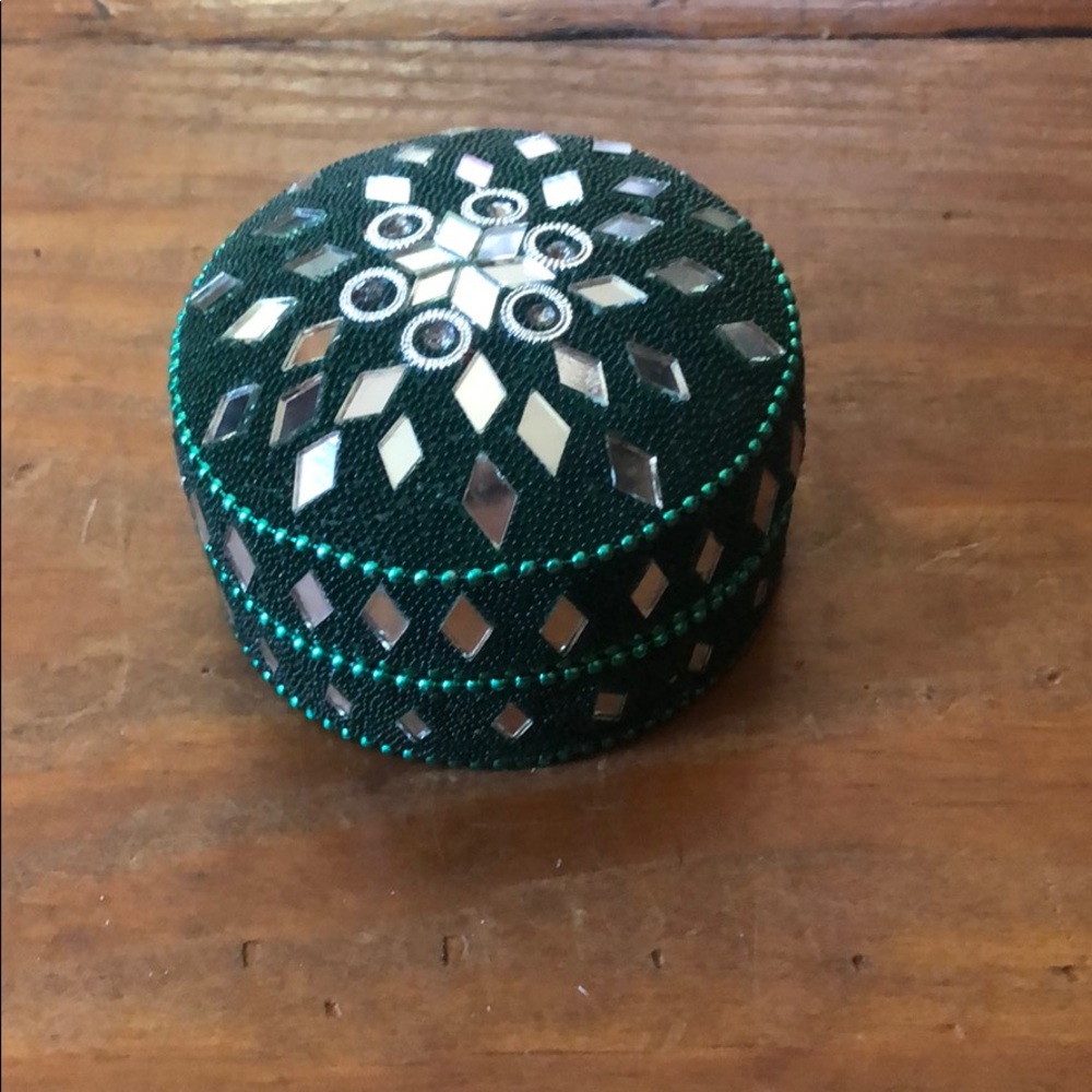 Artisan made Glass beaded container.